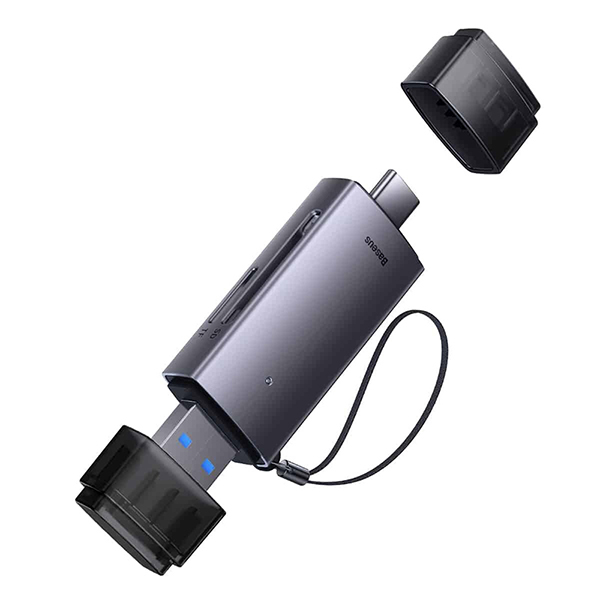 کارت‌خوان USB + USB-C  باسئوس مدل Lite Series SD/TF Card Reader WKQX060113 بدون پک